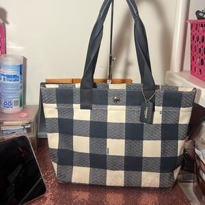 Coach Blue Checkered Tote